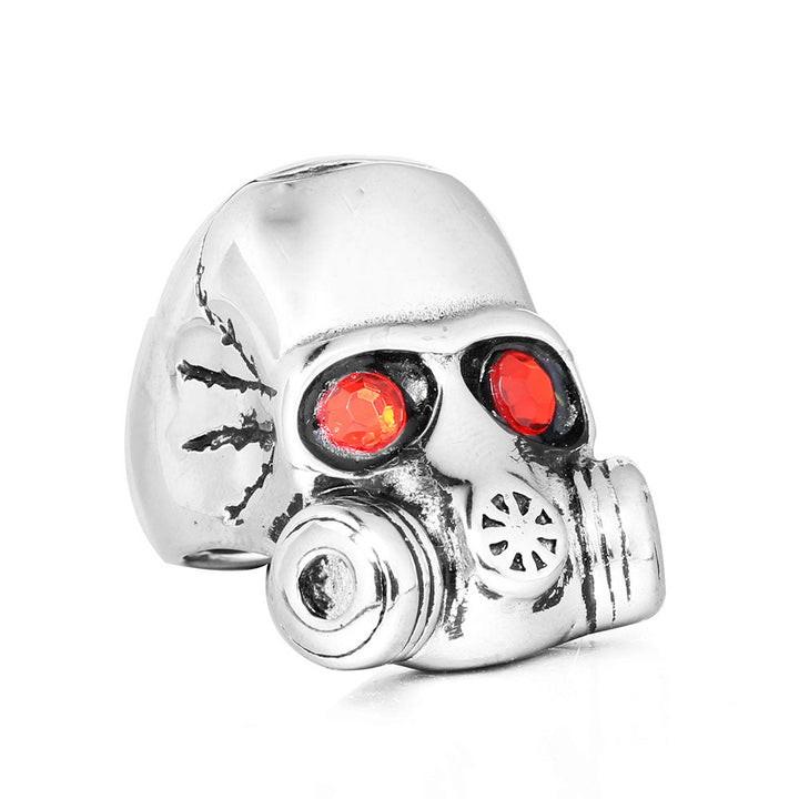 SKULL GAS MASK RESPIRATOR STERLING SILVER RING