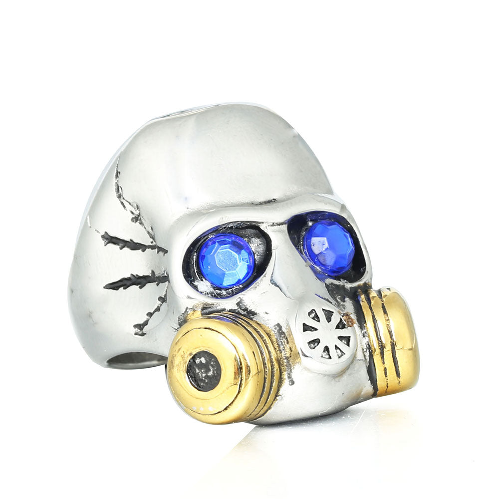 SKULL GAS MASK RESPIRATOR STERLING SILVER RING